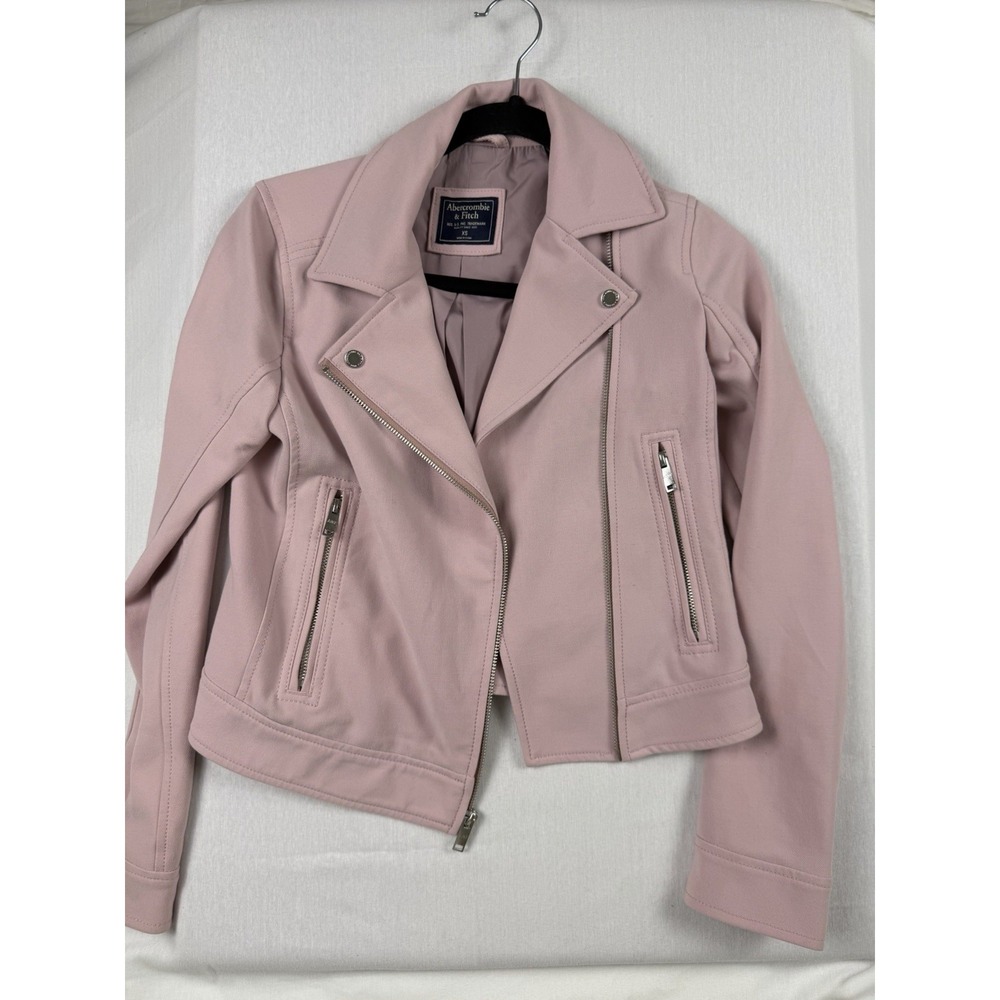 Abercrombie & Fitch Pink Rose Moto Biker Jacket Zippers Size XS